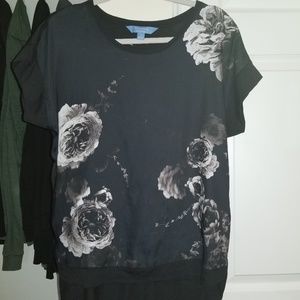 Black floral vera wang top